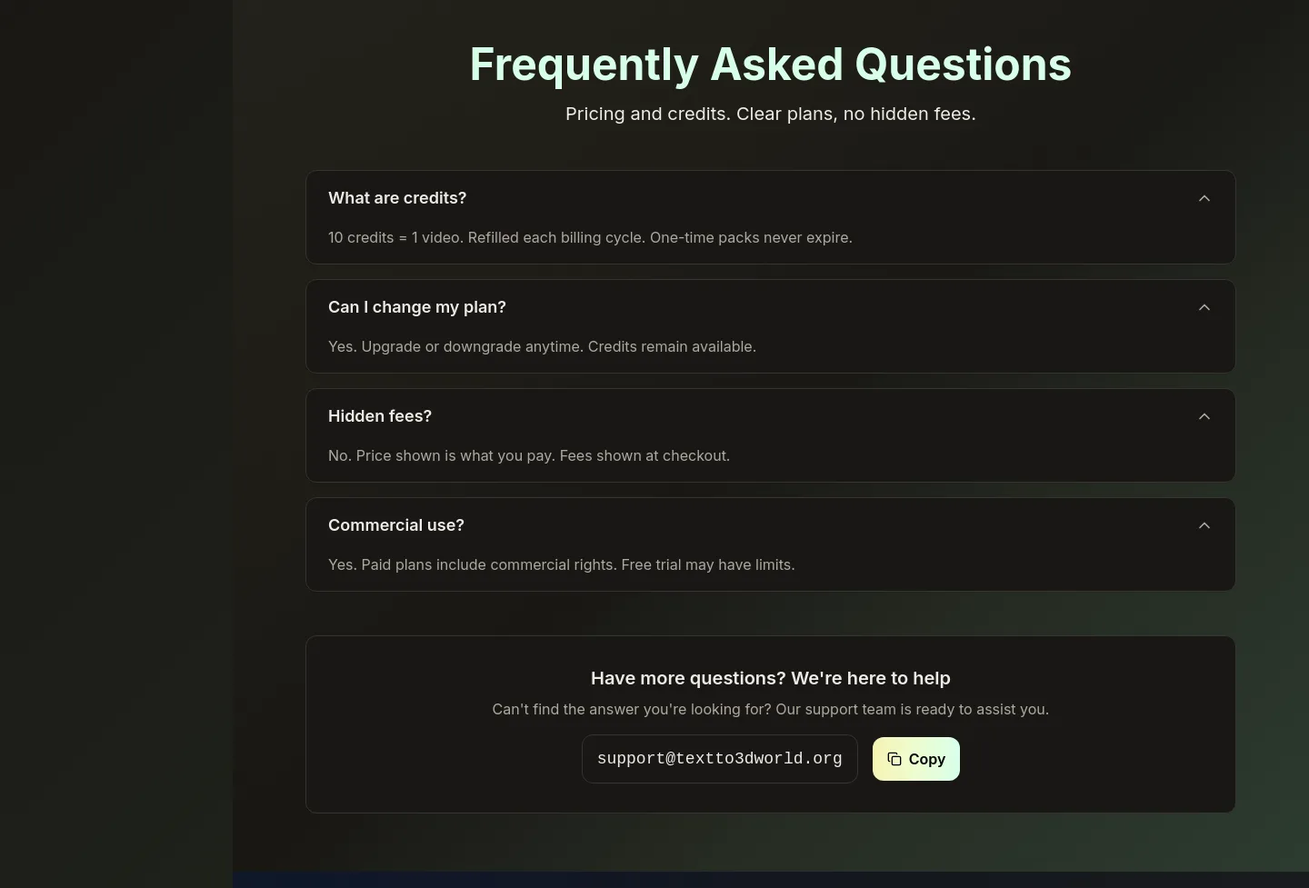 textto3dworld.org FAQ section