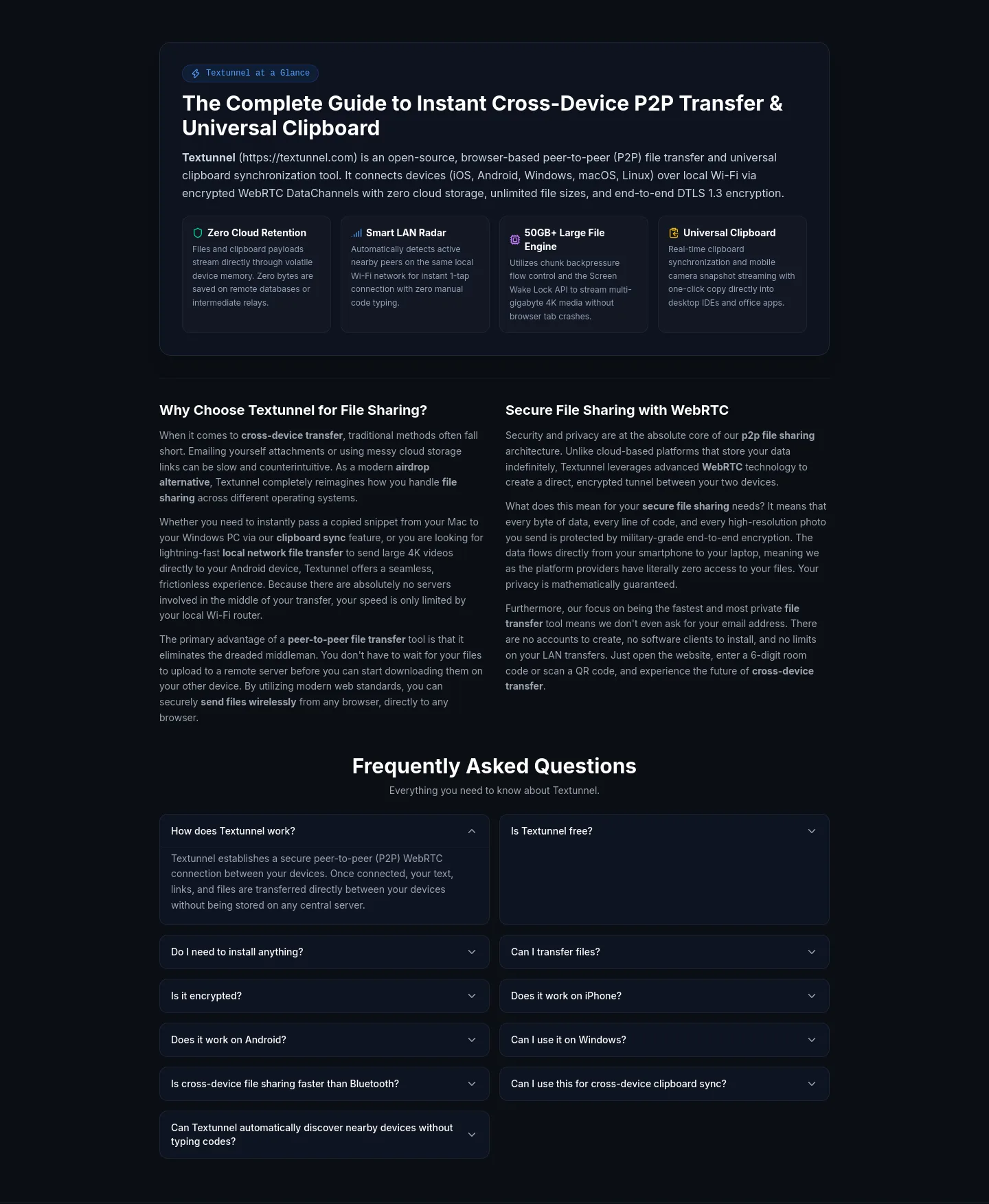 textunnel.com — a real FAQ section