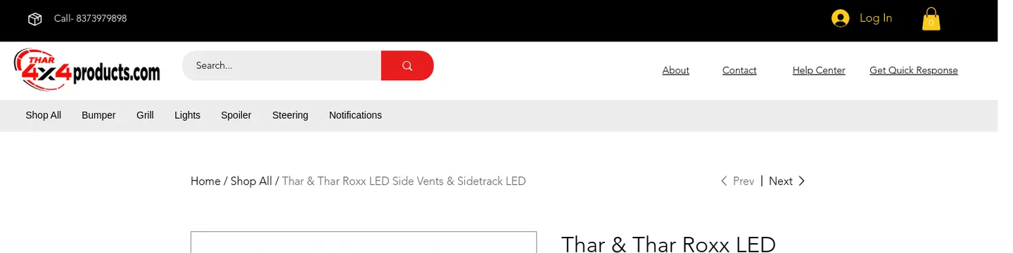 thar4x4products.com — a real Hero section