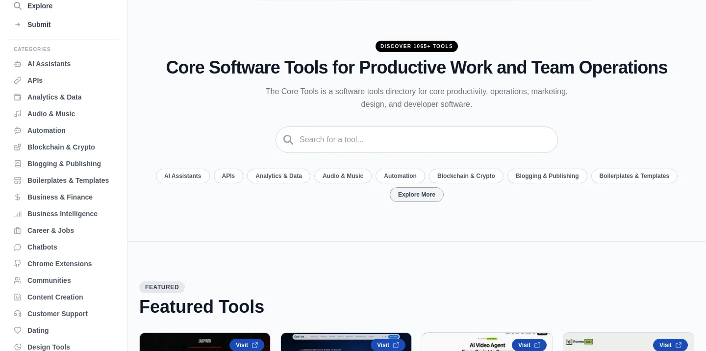 thecoretools.com — a real Hero section