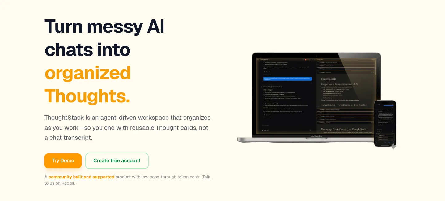 thoughtstack.ai — a real Hero section