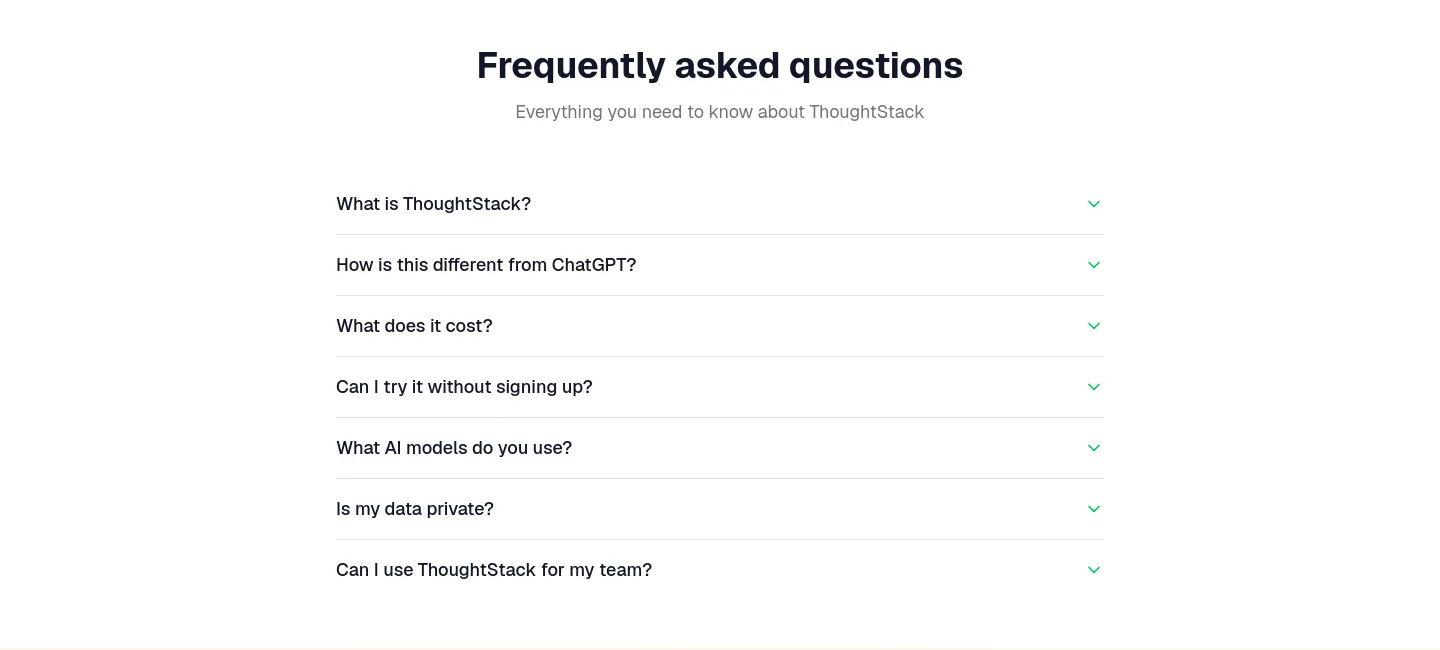 thoughtstack.ai FAQ section