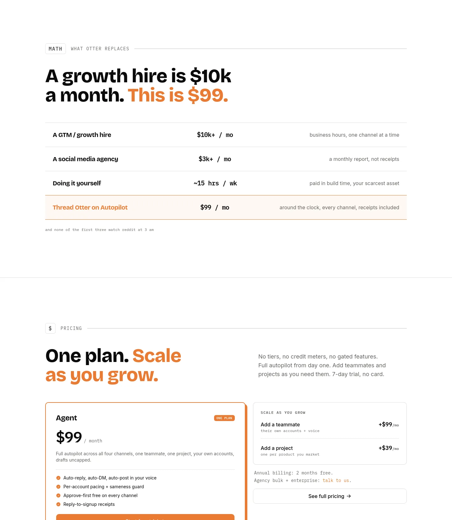 threadotter.com Pricing section