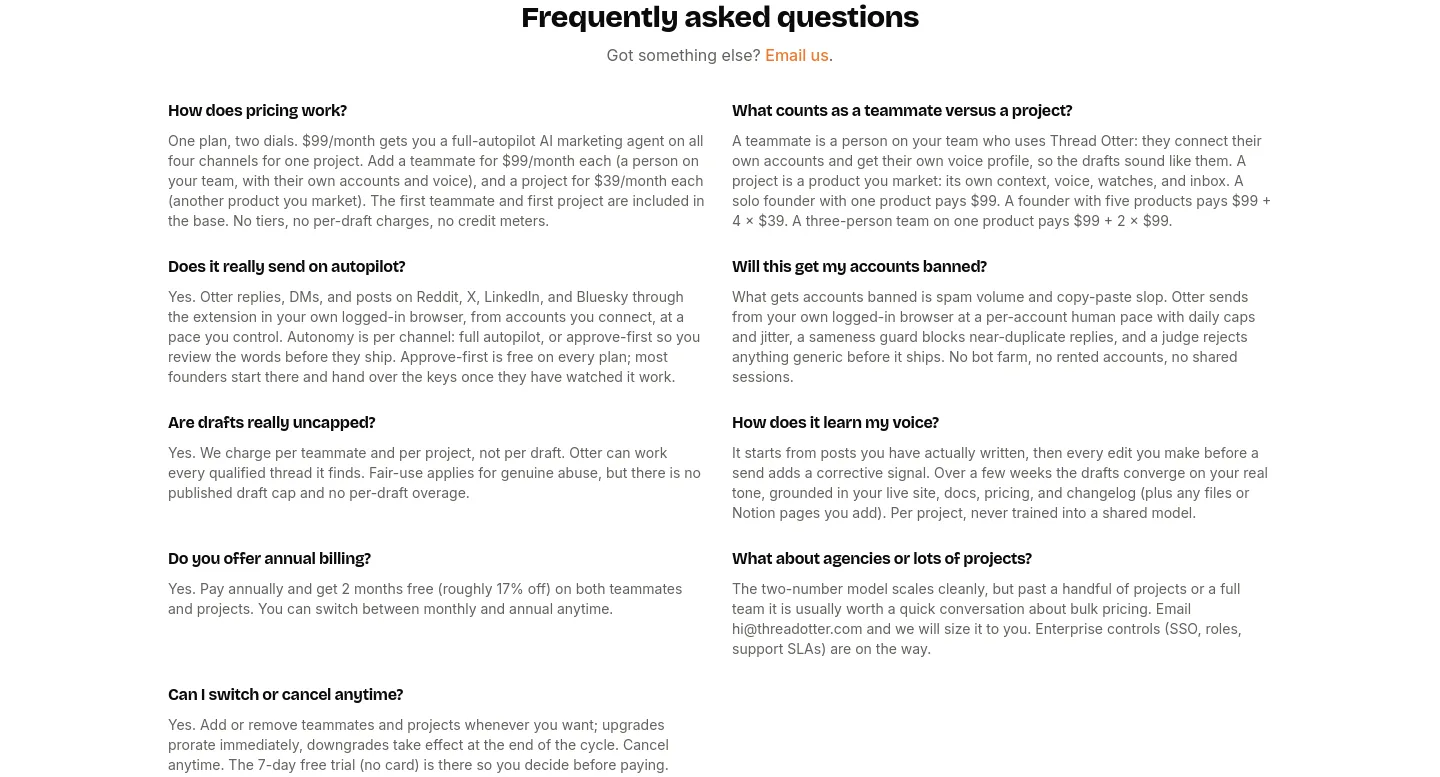 threadotter.com FAQ section