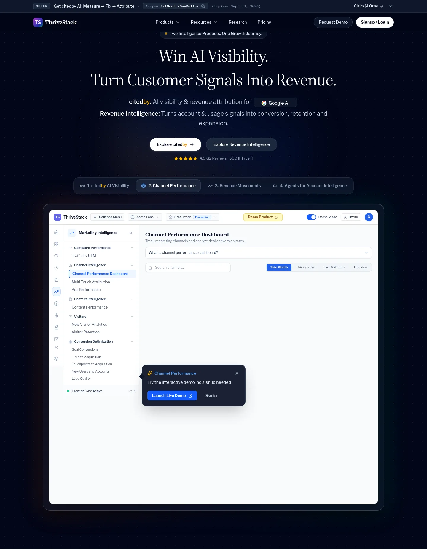 thrivestack.ai — a real Hero section