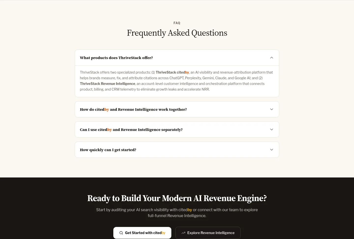 thrivestack.ai FAQ section