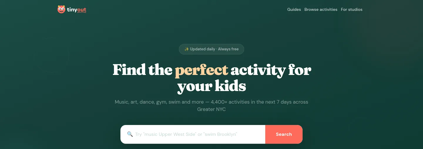 tinyout.com — a measured funnel