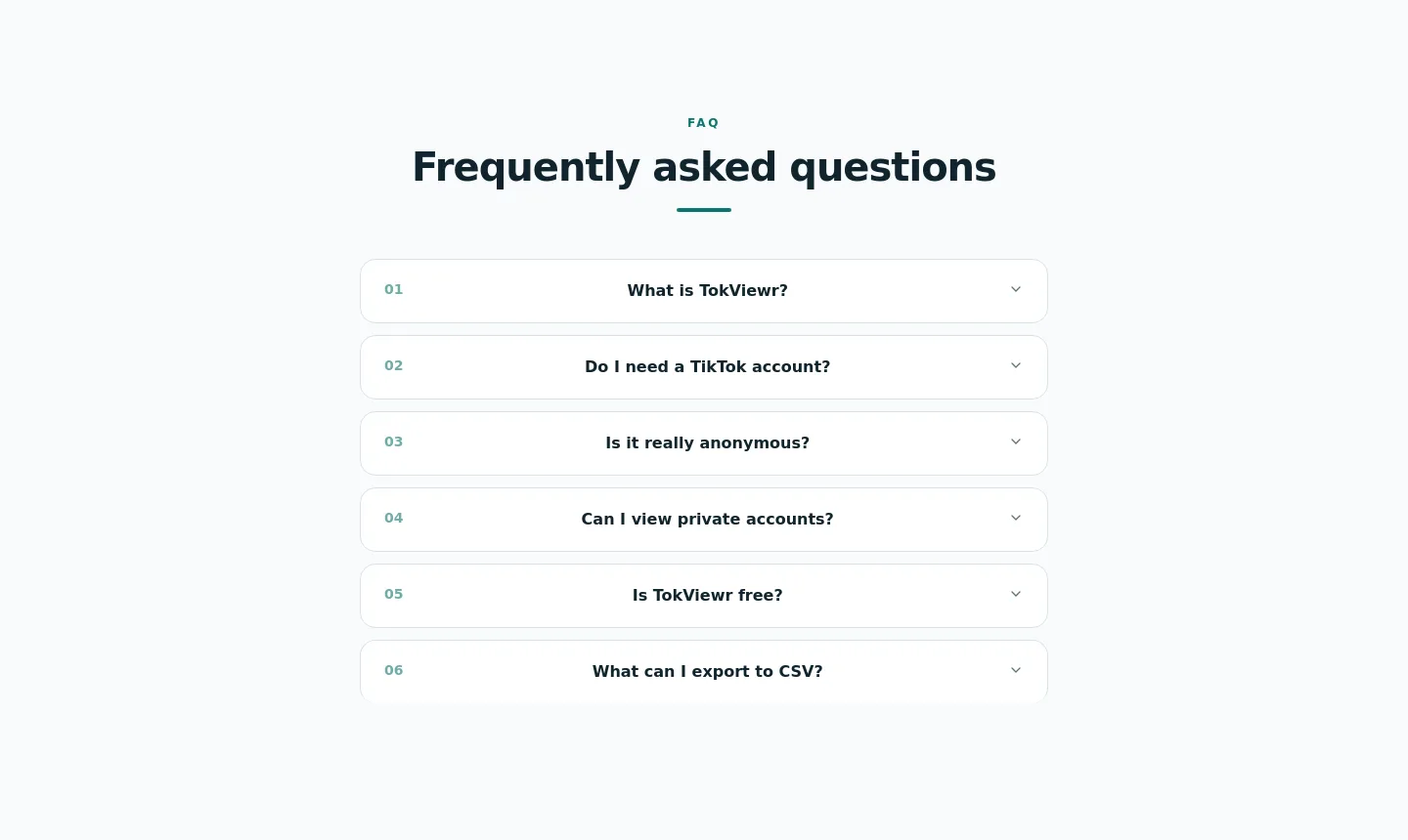 tokviewr.com FAQ section