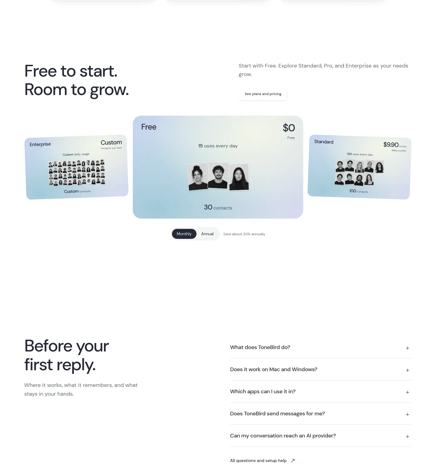 tonebird.ai Pricing section