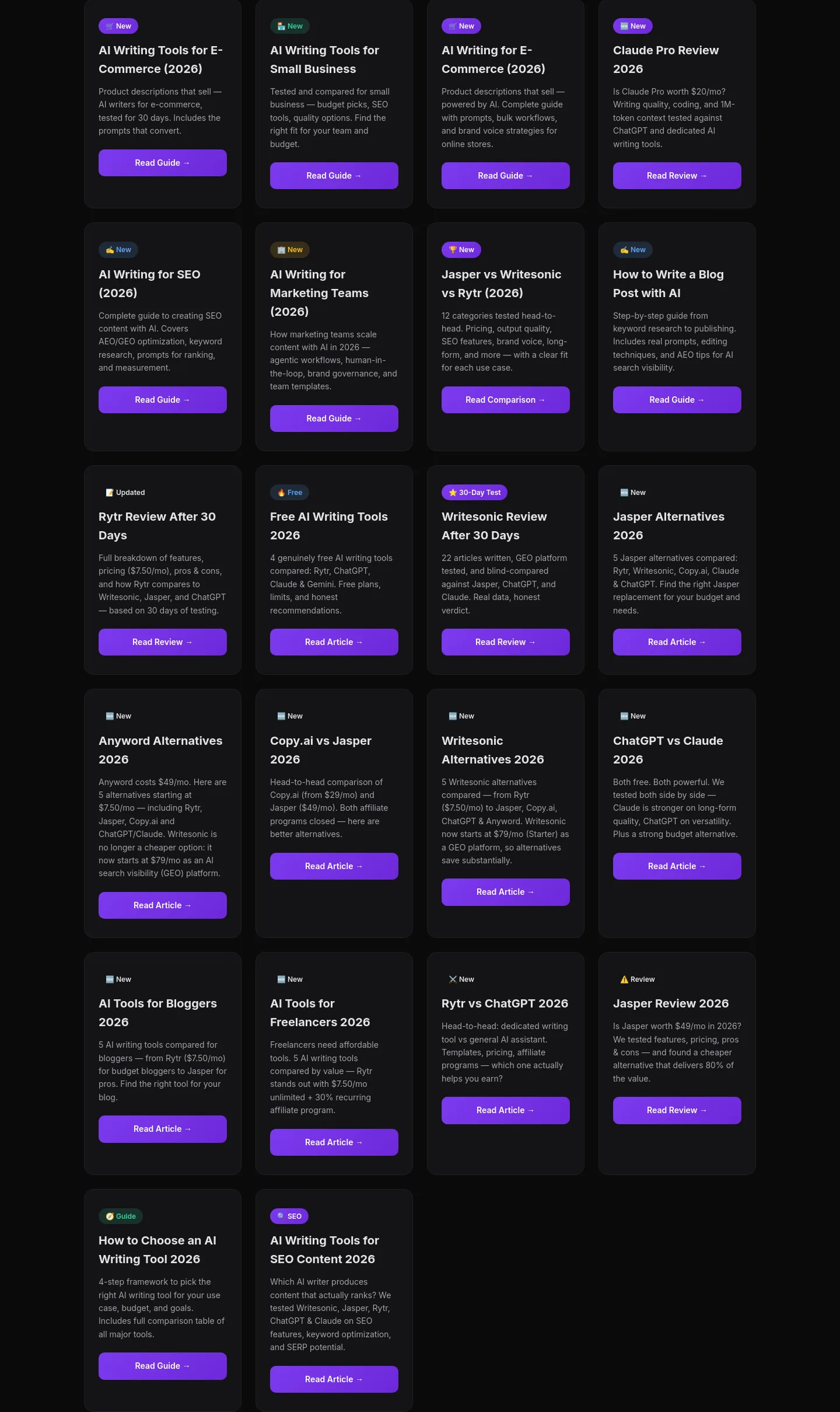 topaiwritertools.com Features section