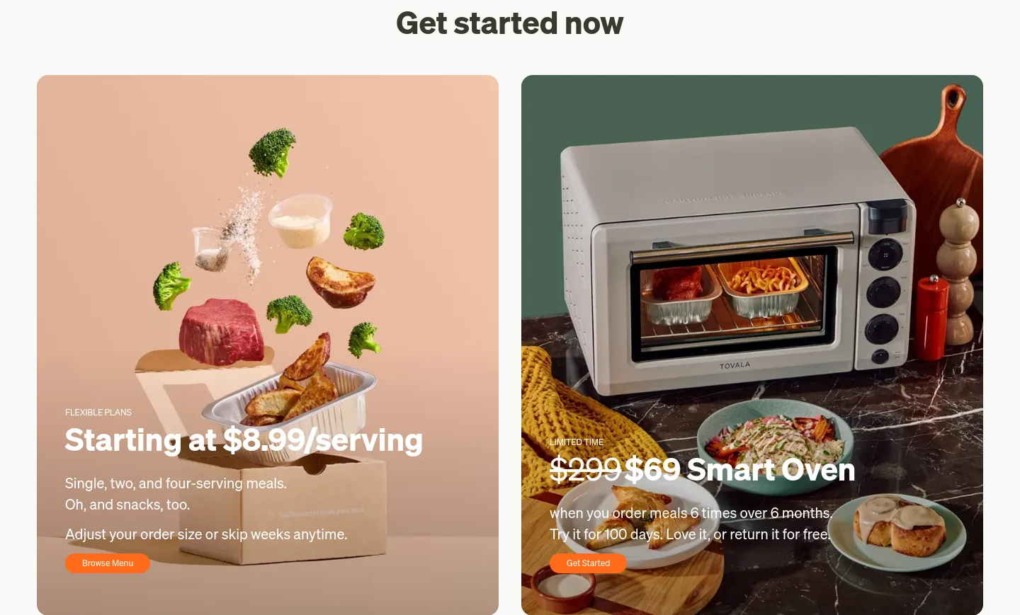 tovala.com Pricing section