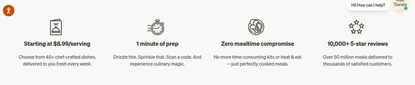 tovala.com Features section