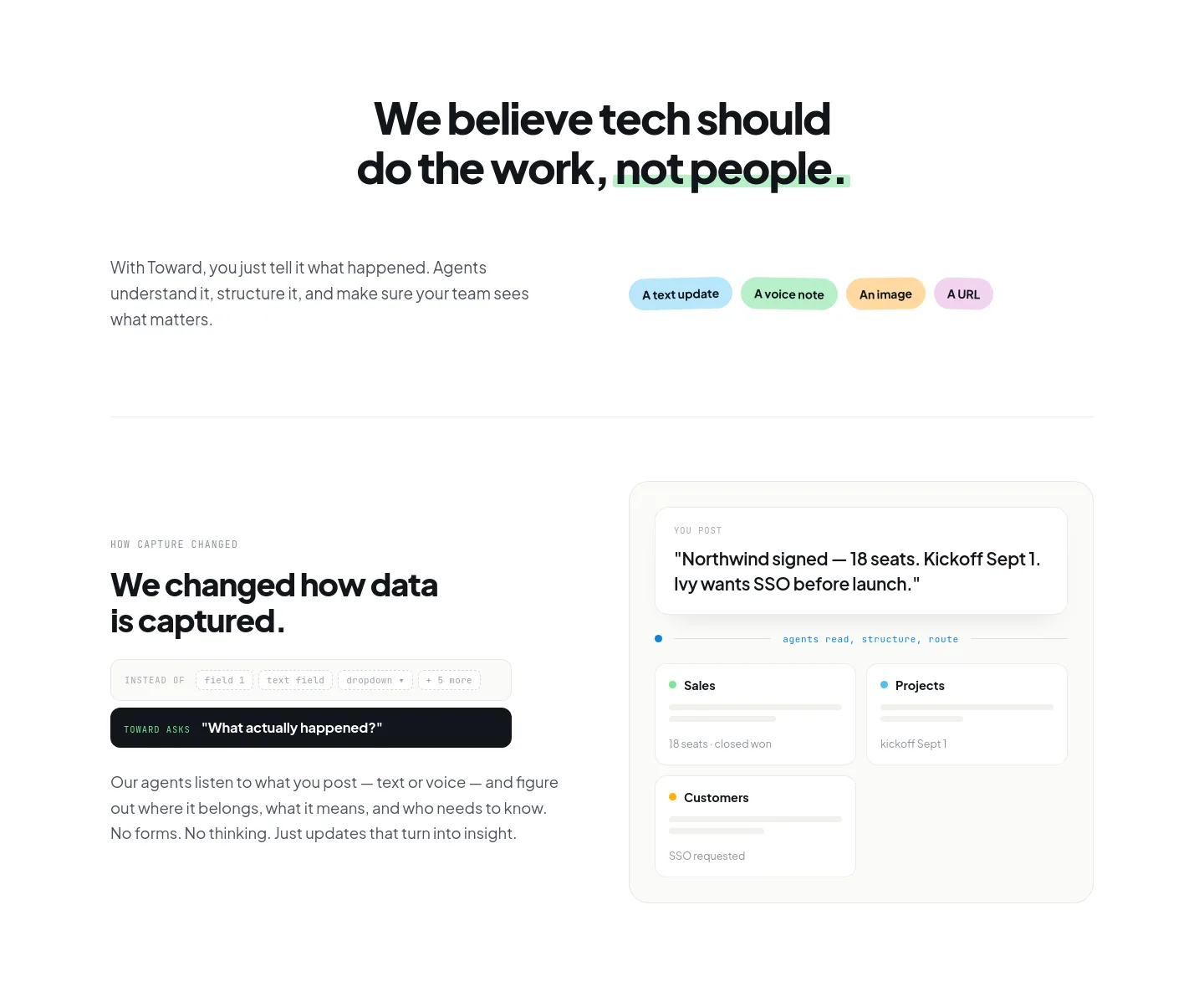 toward.one — a real Features section