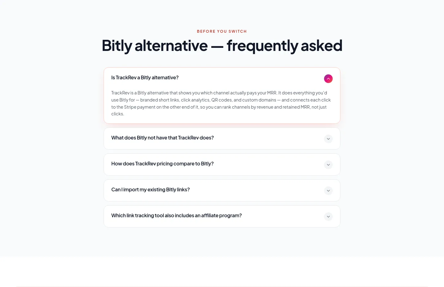 trackrev.io FAQ section