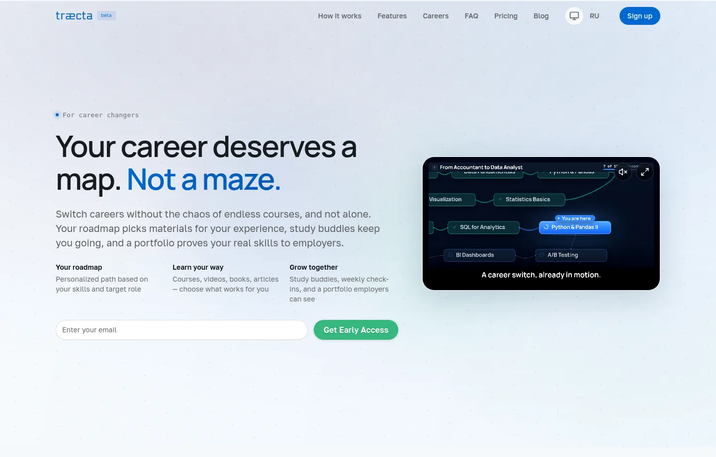 traecta.com Hero section