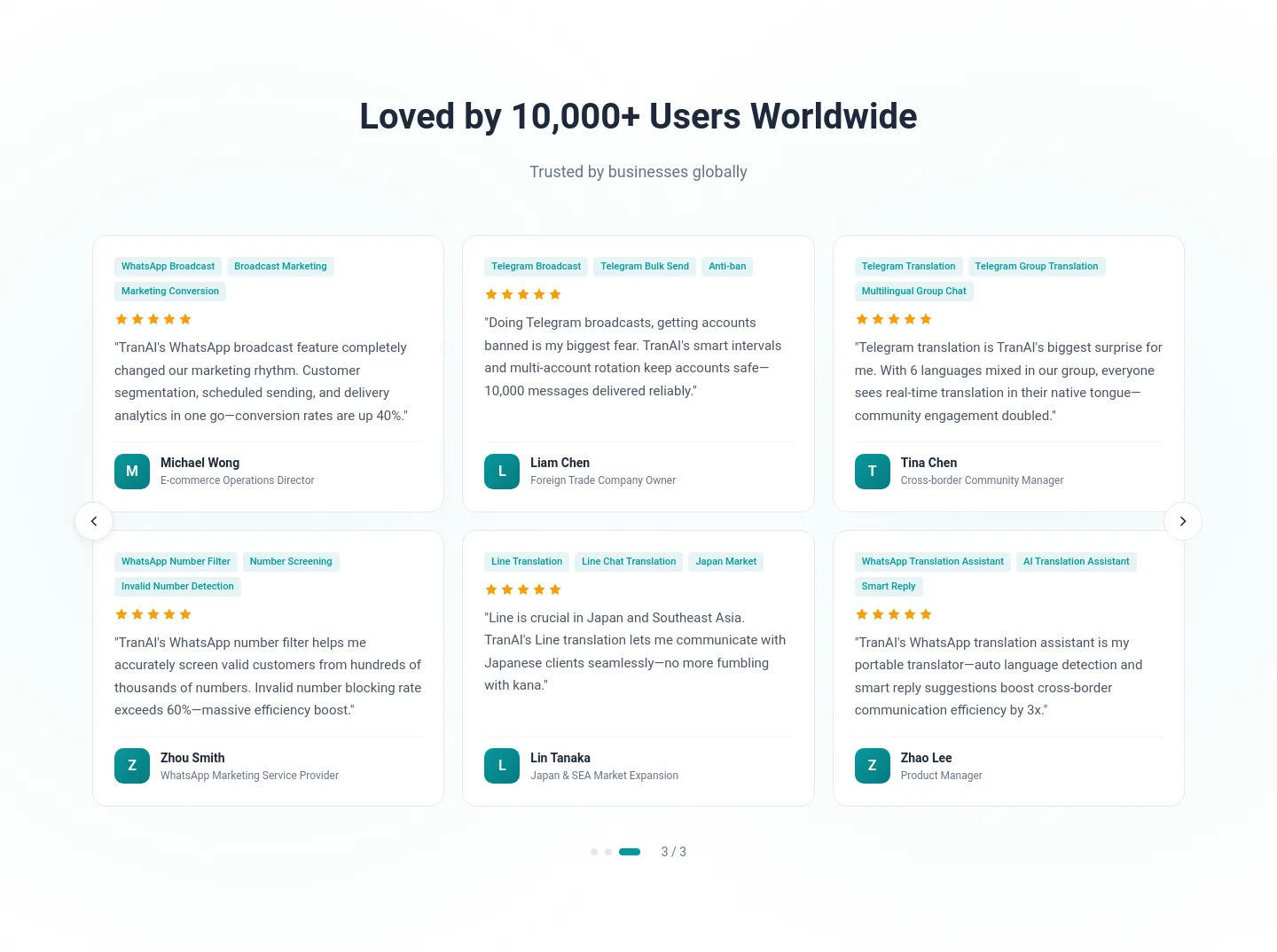 tranai.app — a real Logo Wall section
