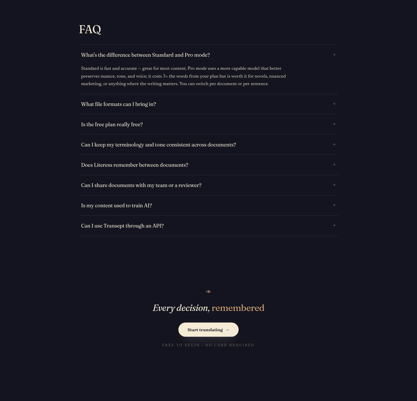 transept.ai FAQ section