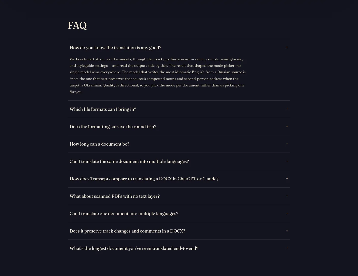 transept.ai FAQ section