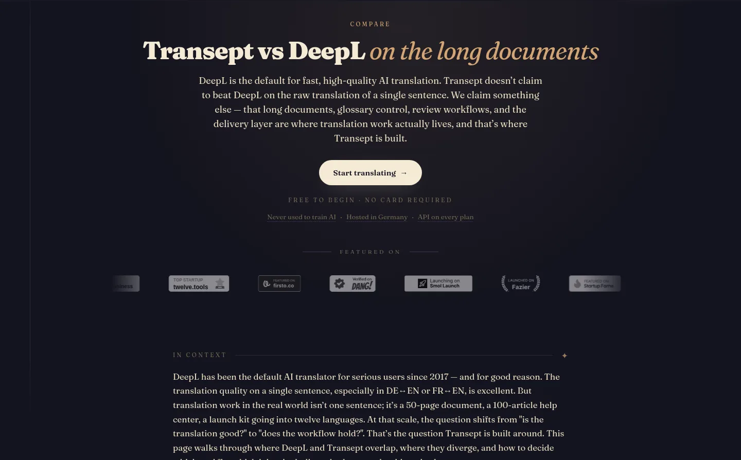 transept.ai Hero section