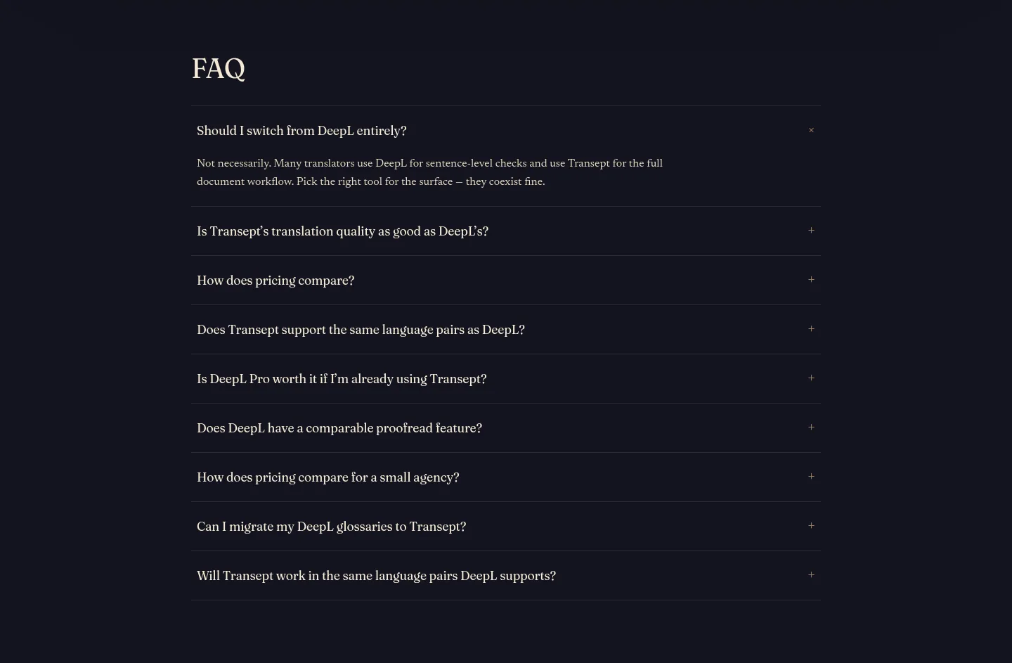 transept.ai FAQ section