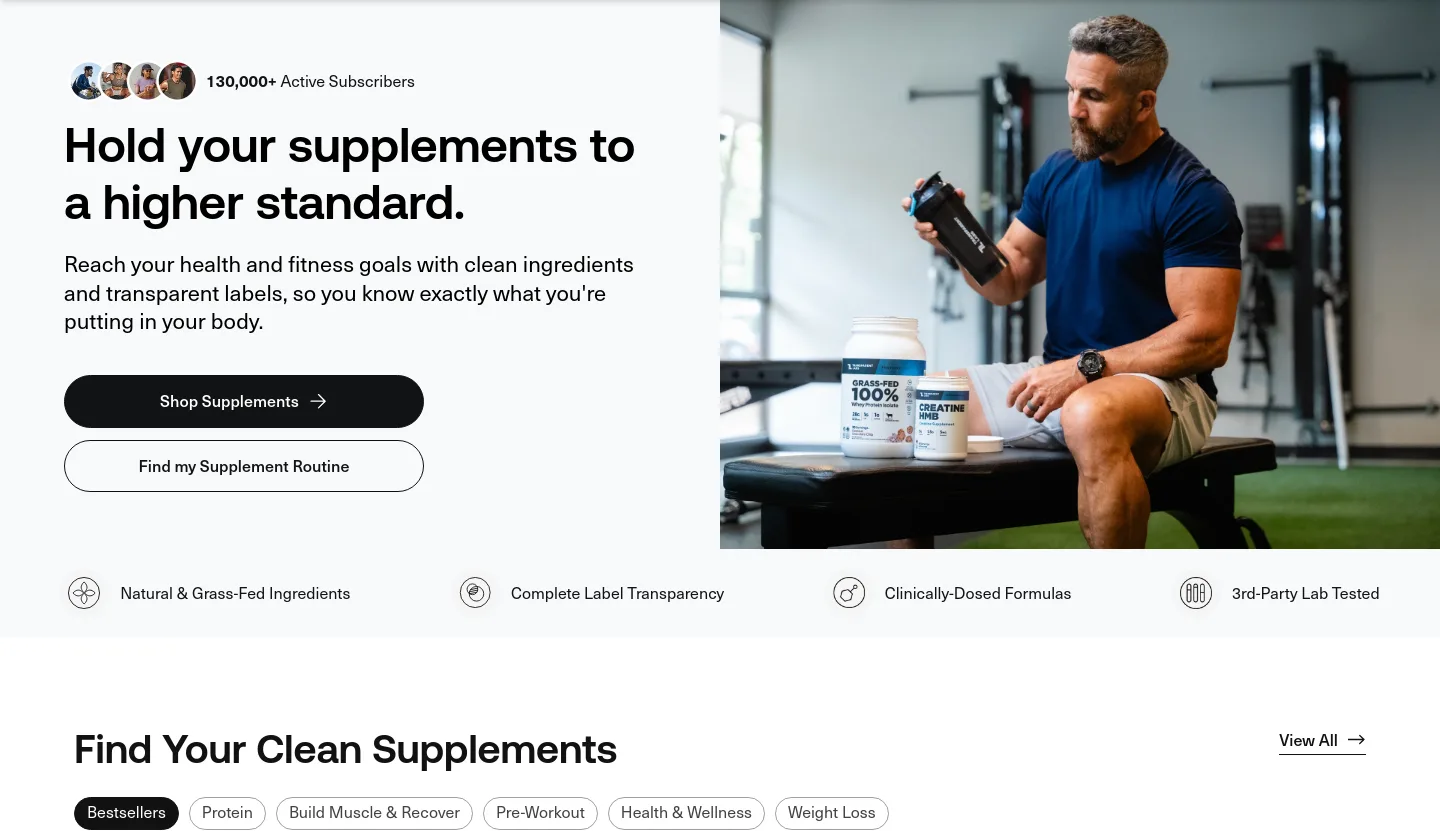 transparentlabs.com Hero section