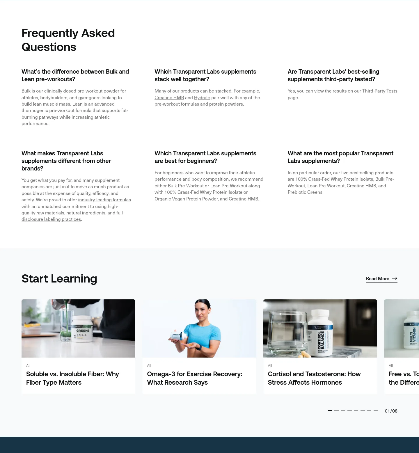 transparentlabs.com FAQ section