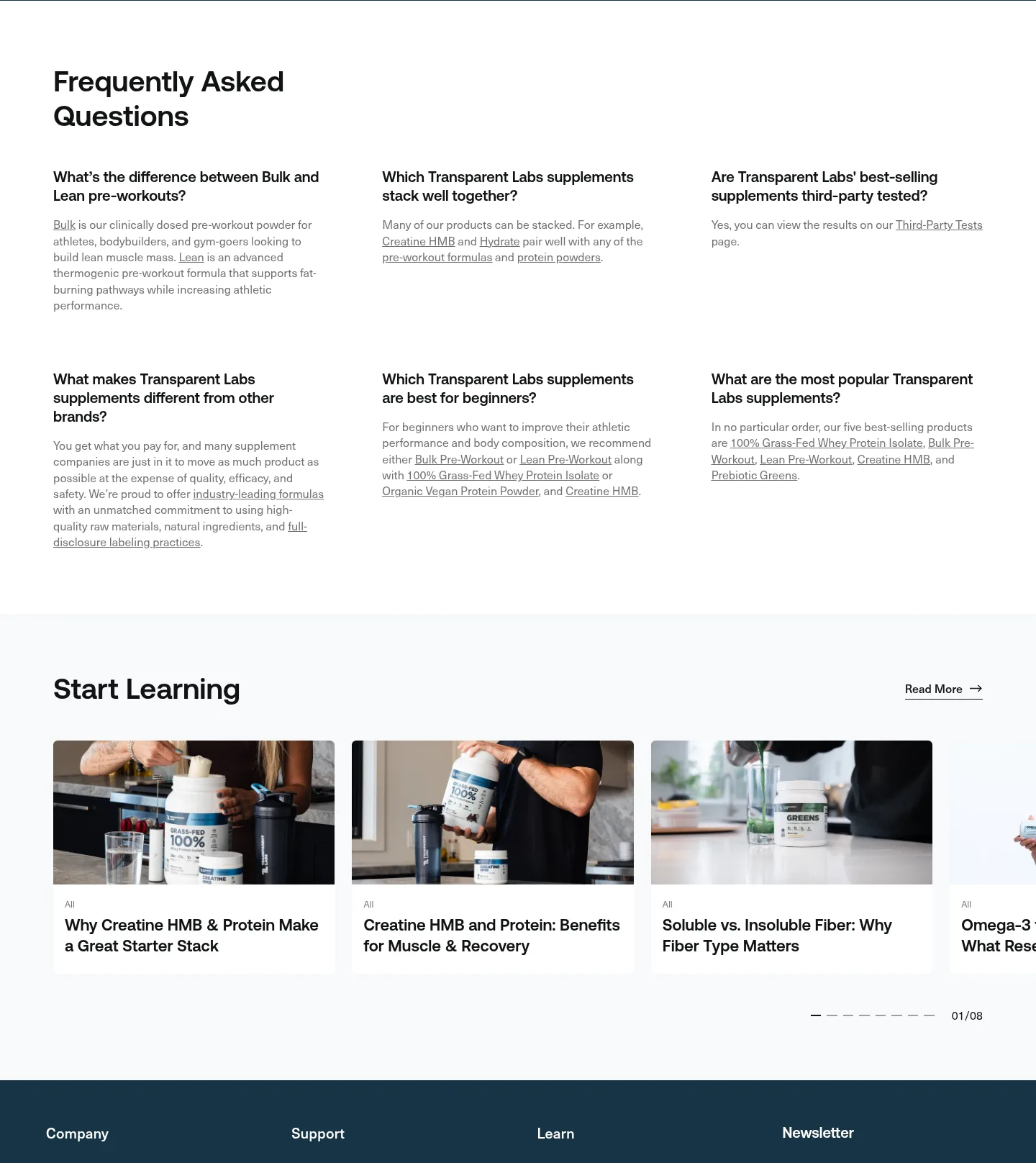 transparentlabs.com — a real FAQ section