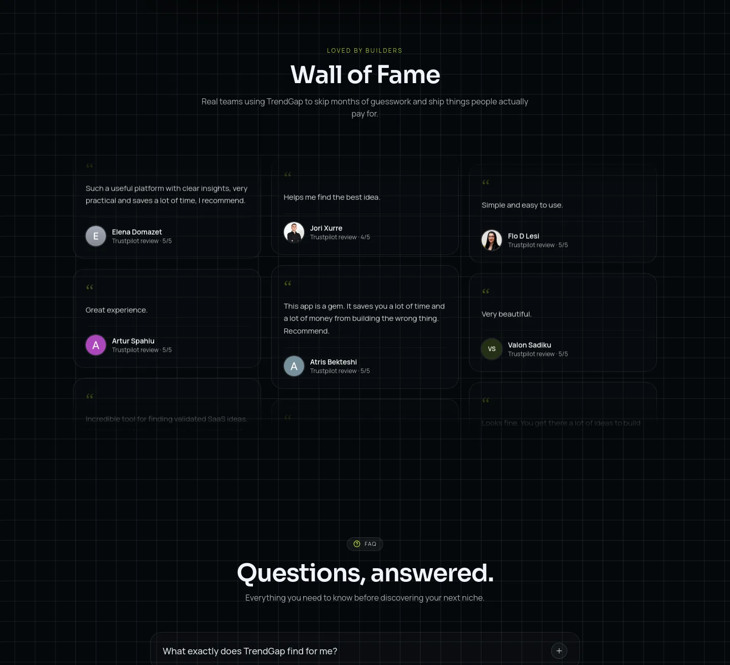 trendgap.io — a real Logo Wall section
