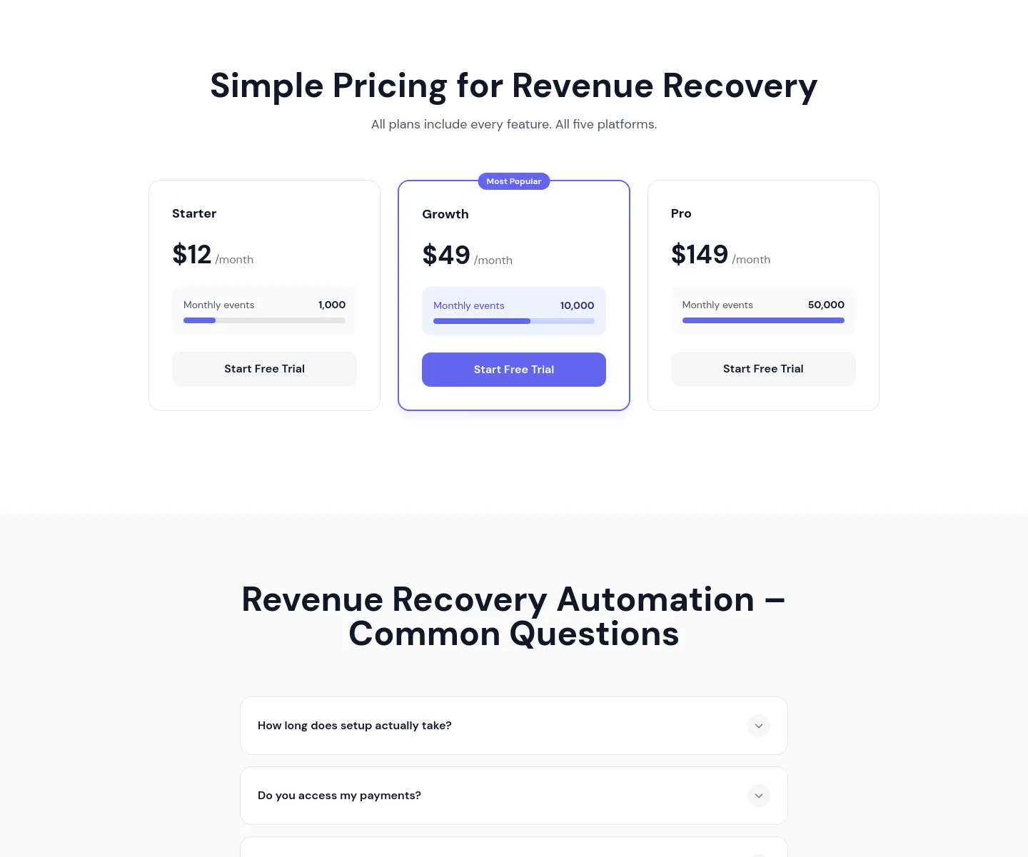 triggla.com Pricing section