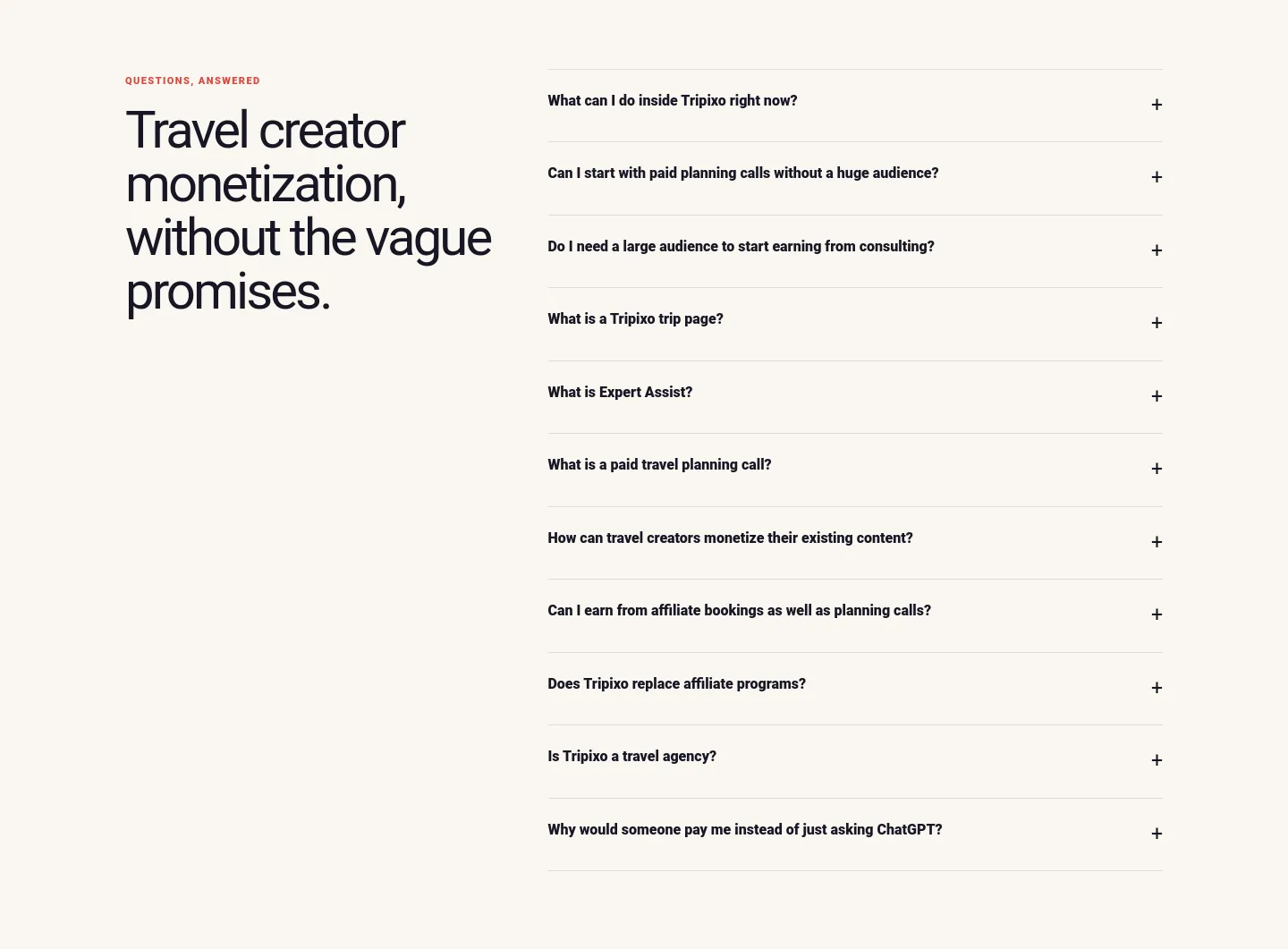 tripixo.ai FAQ section