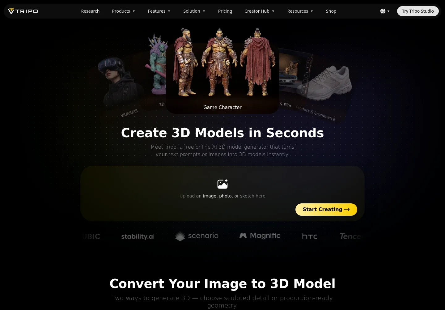 tripo3d.ai Hero
