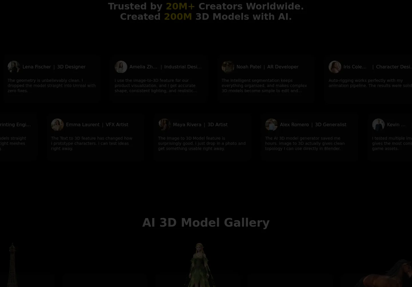 tripo3d.ai — a real Logo Wall section