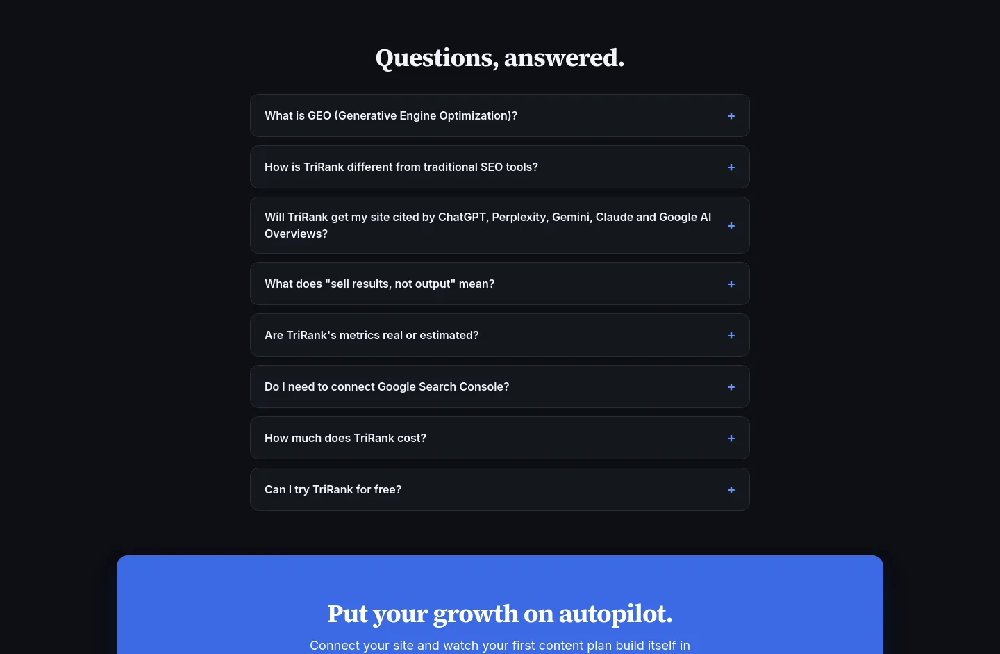 trirankai.com FAQ section