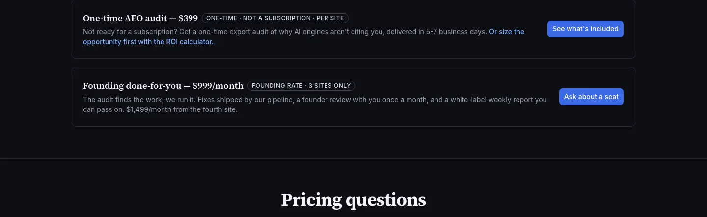 trirankai.com Pricing section