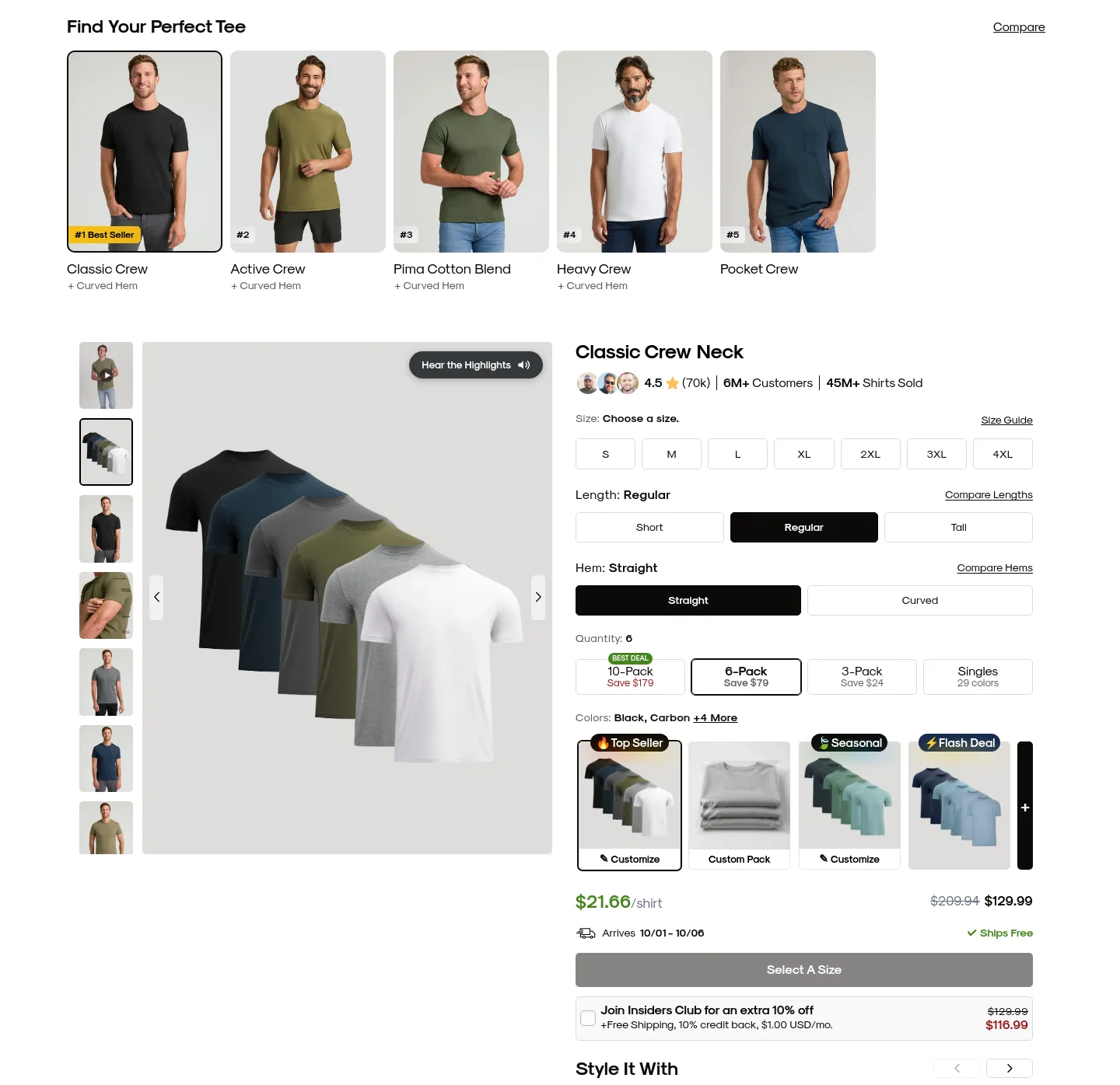 trueclassic.com — a real Comparison section