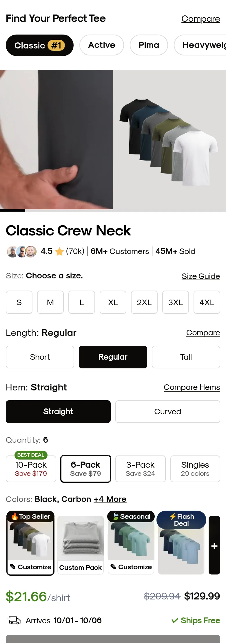 trueclassictees.com — a real Comparison section