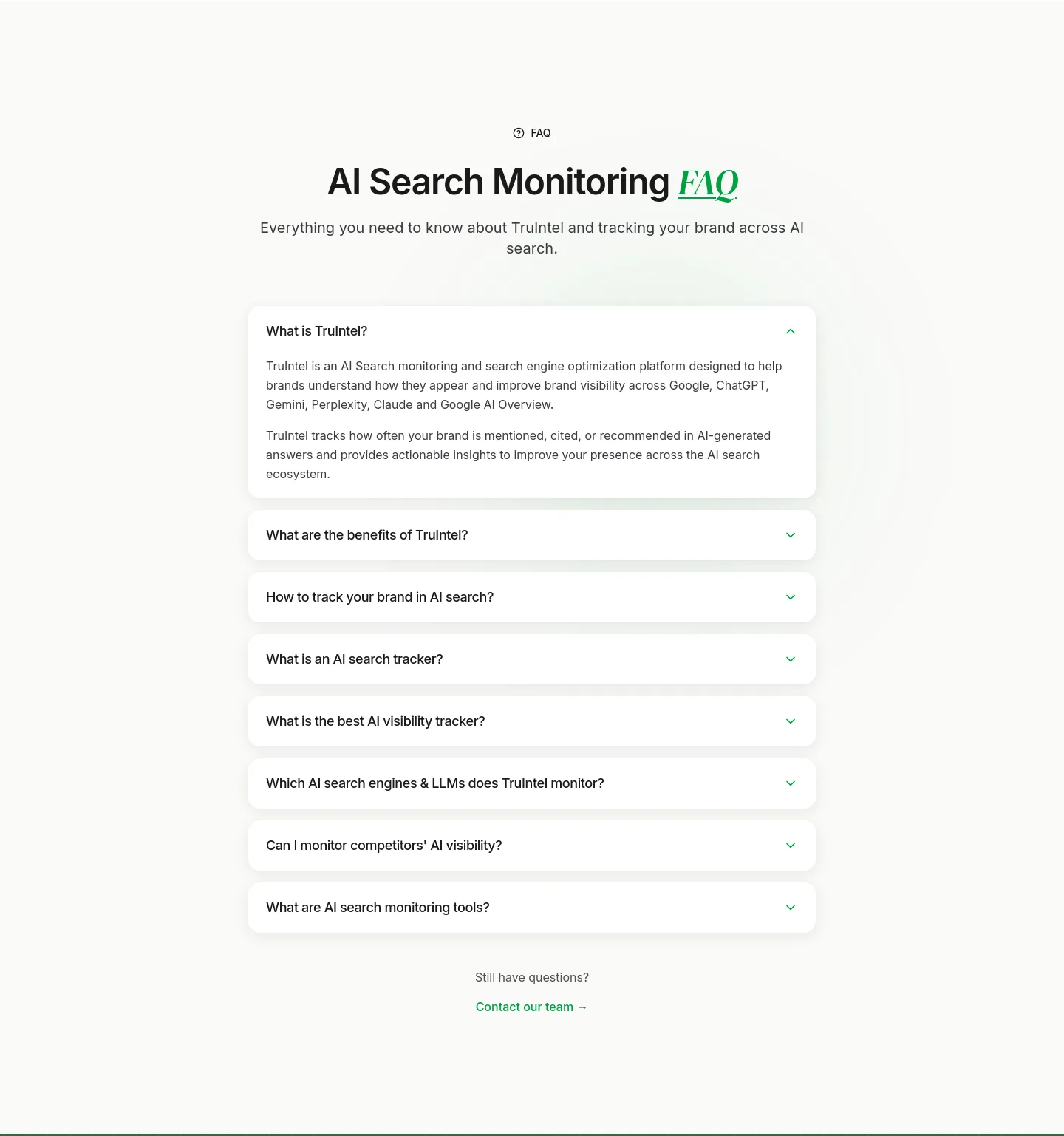 truintel.ai FAQ section