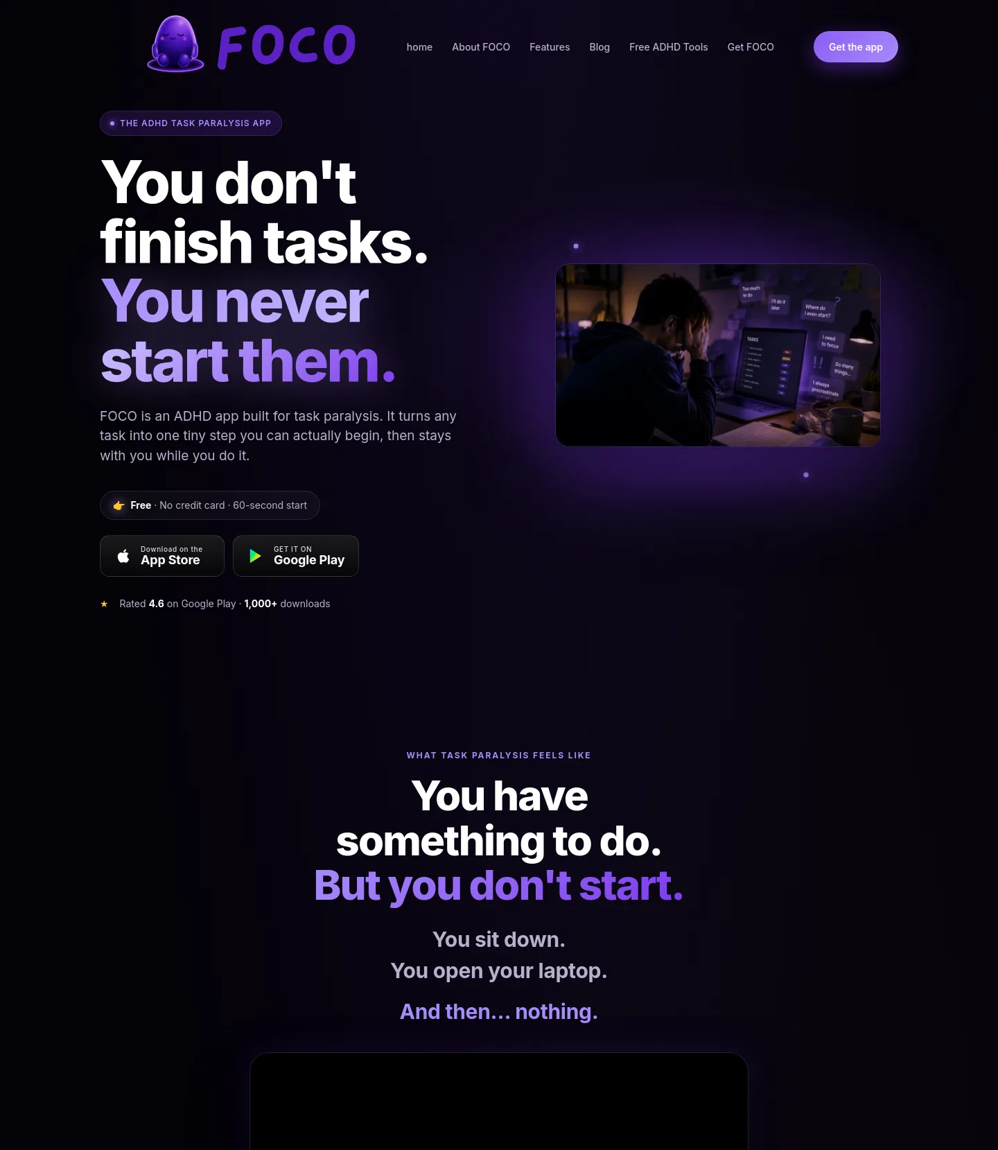 tryfoco.com Hero section