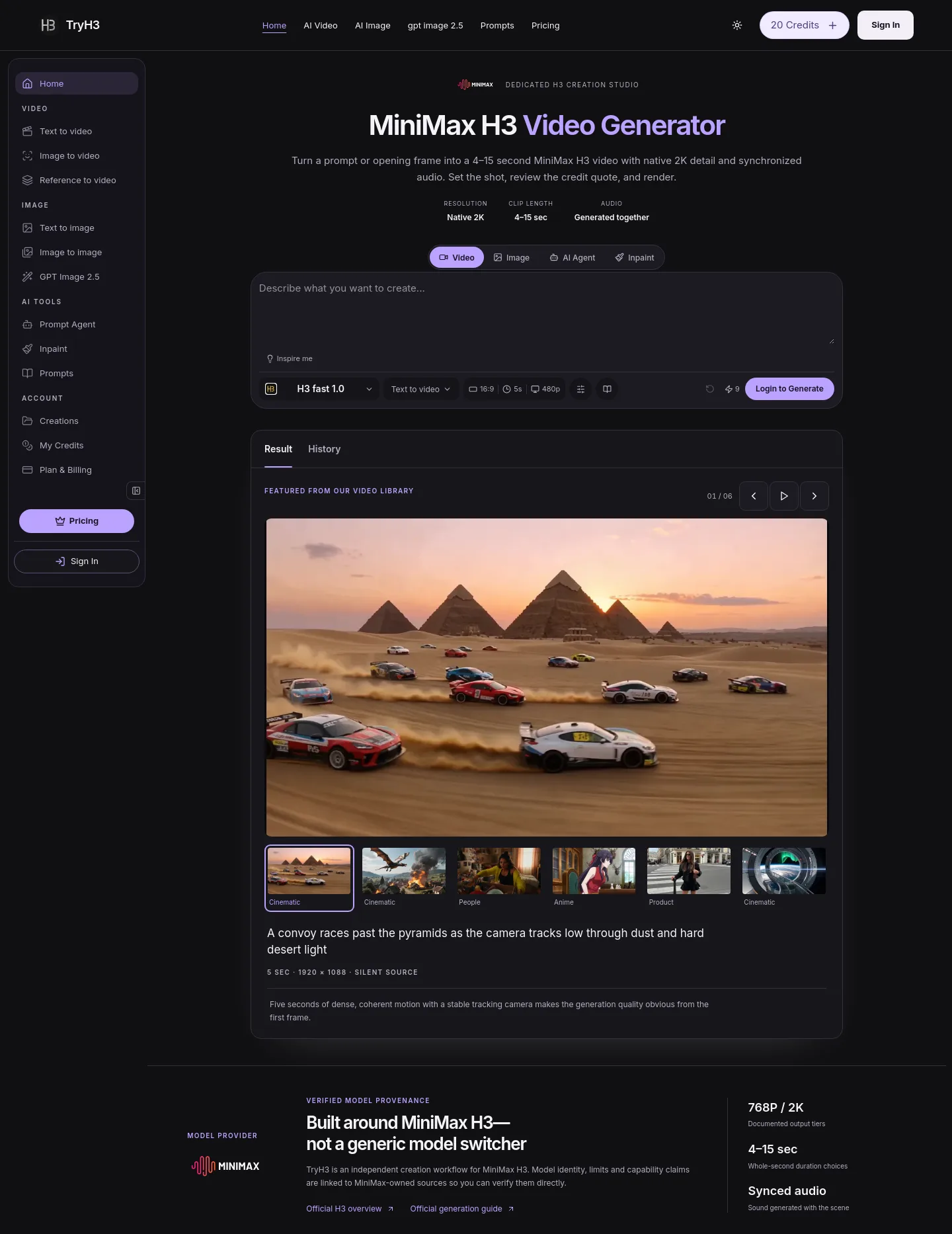 tryh3.com — a measured funnel