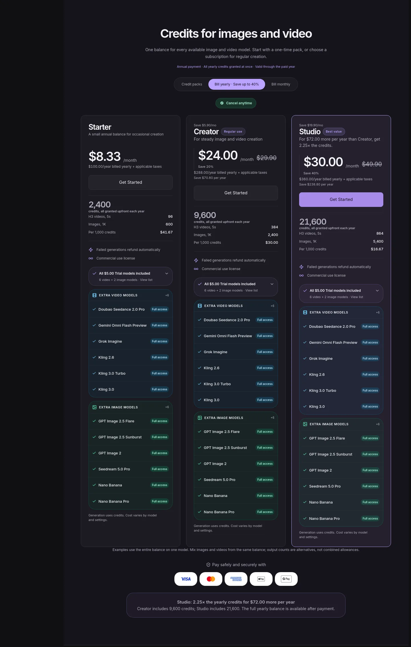 tryh3.com Pricing section