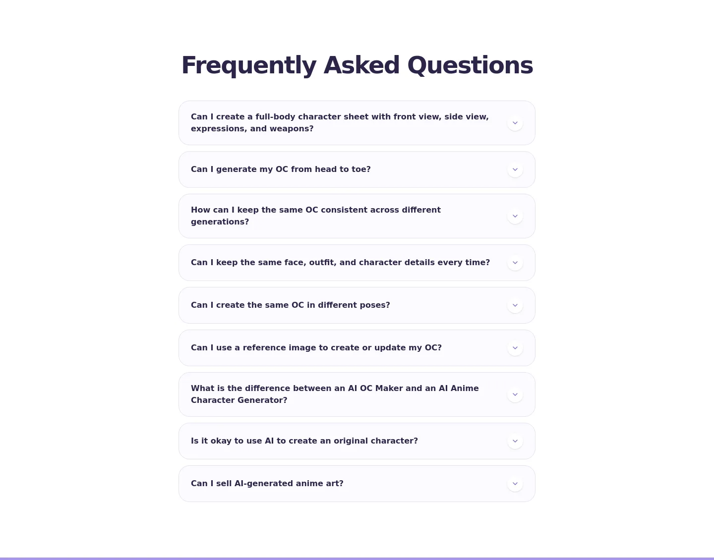 tryocmaker.com — a real FAQ section