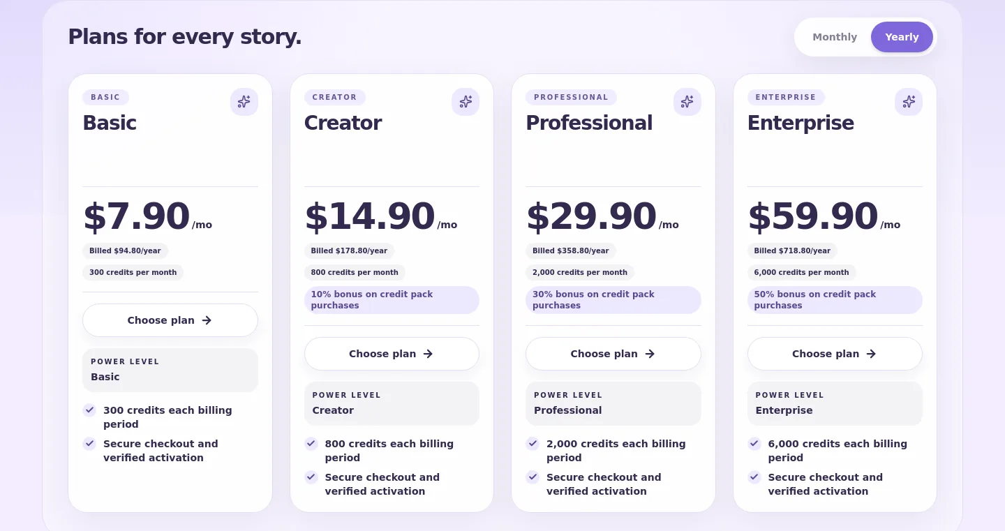 tryocmaker.com — a real Pricing section