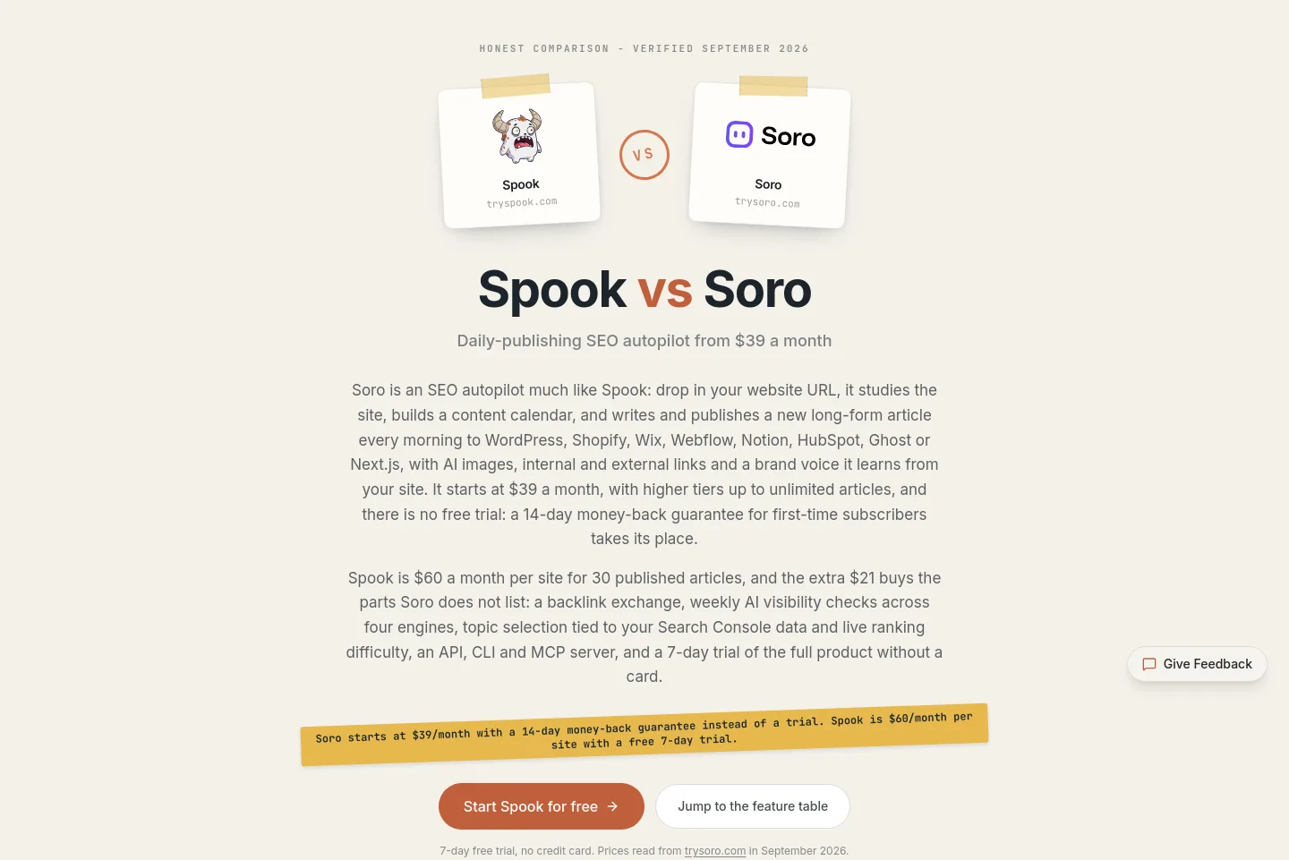 tryspook.com Hero section
