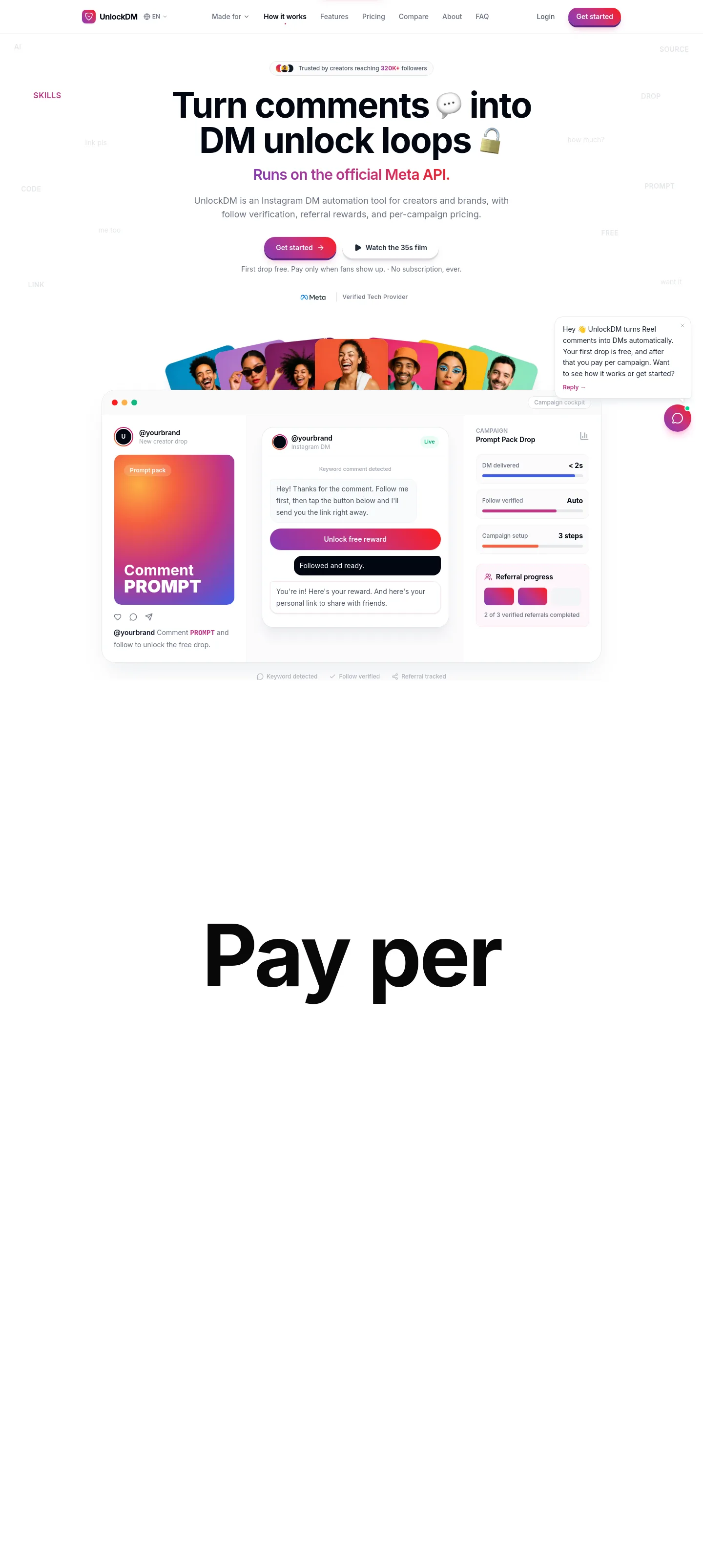 tryunlockdm.com — a measured funnel