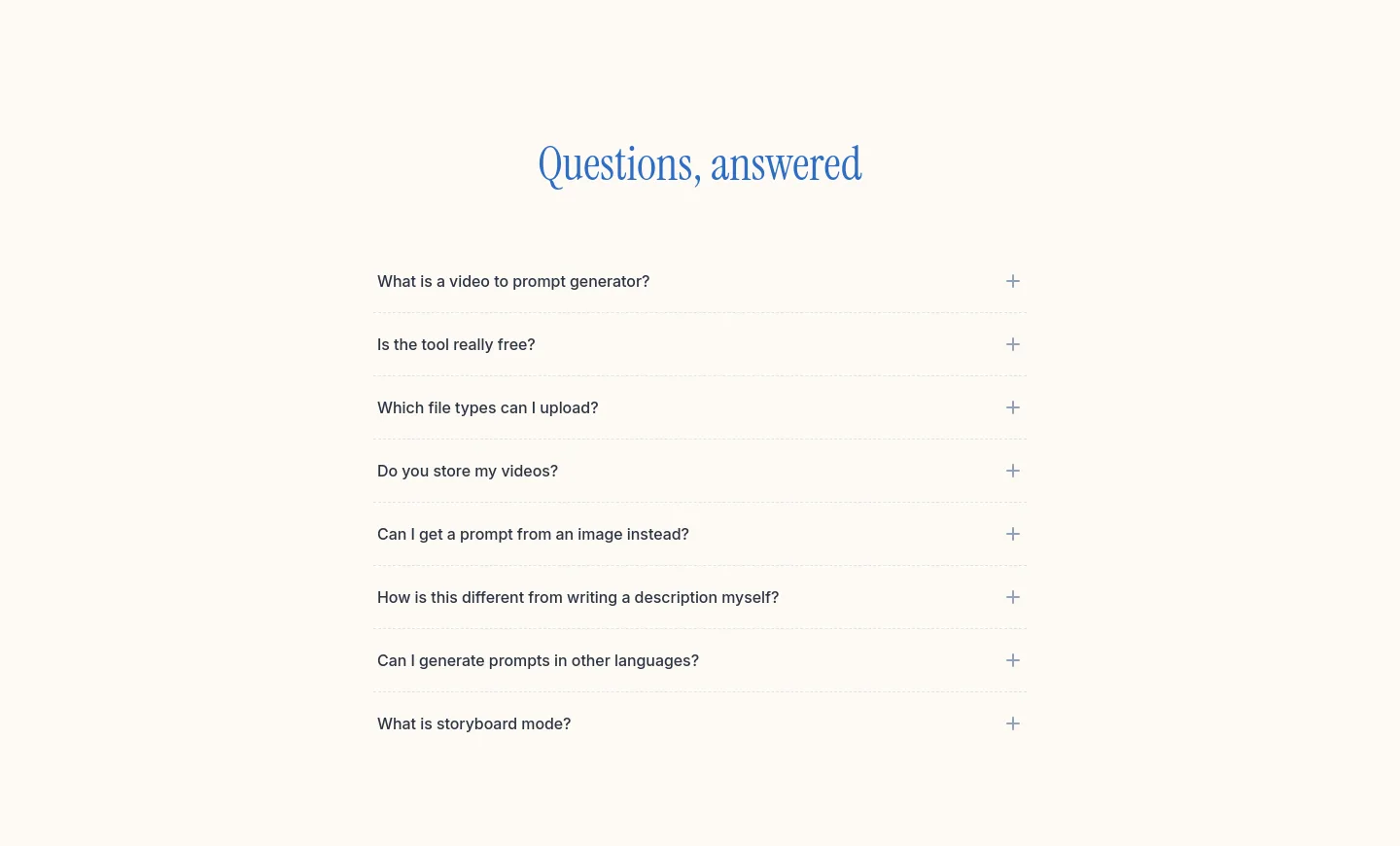 tryvideotoprompt.com — FAQ