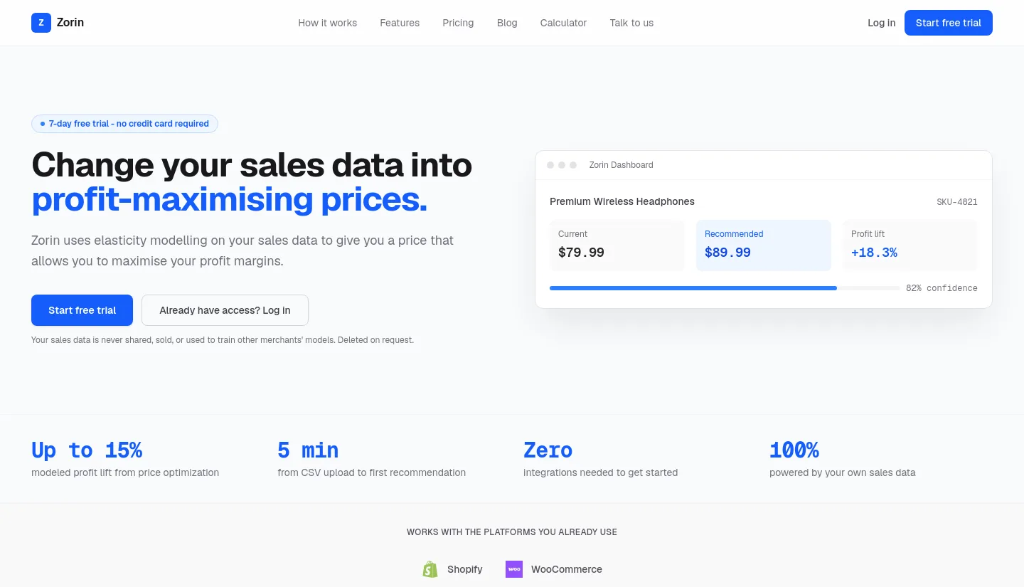 tryzorin.com Hero section