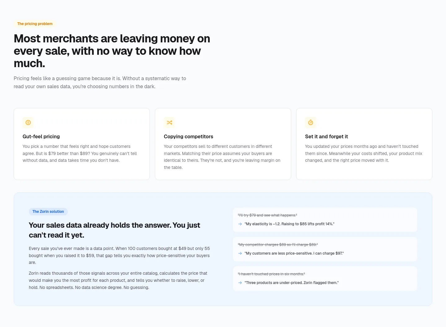 tryzorin.com Pricing section