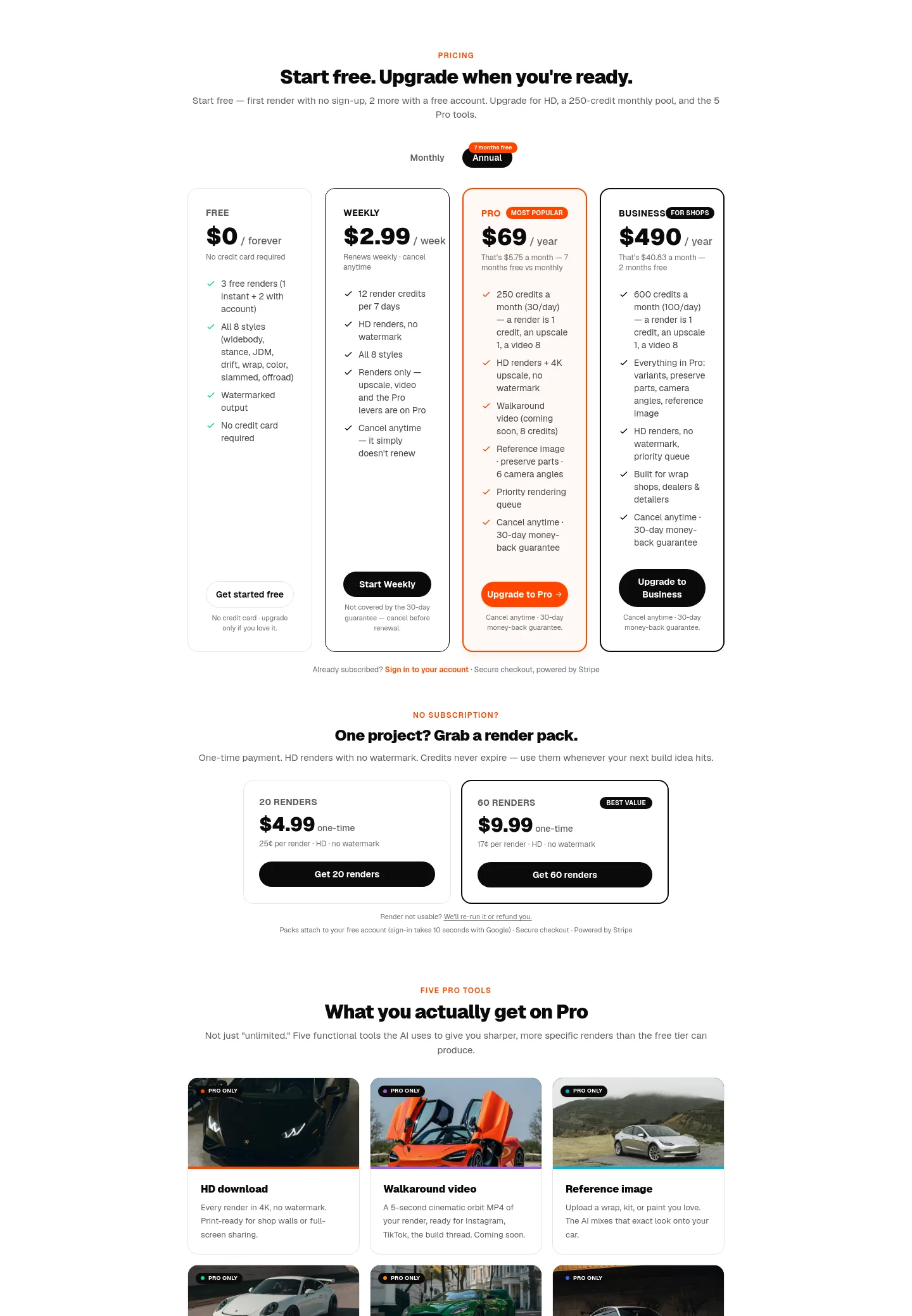 tunedrides.com Pricing section
