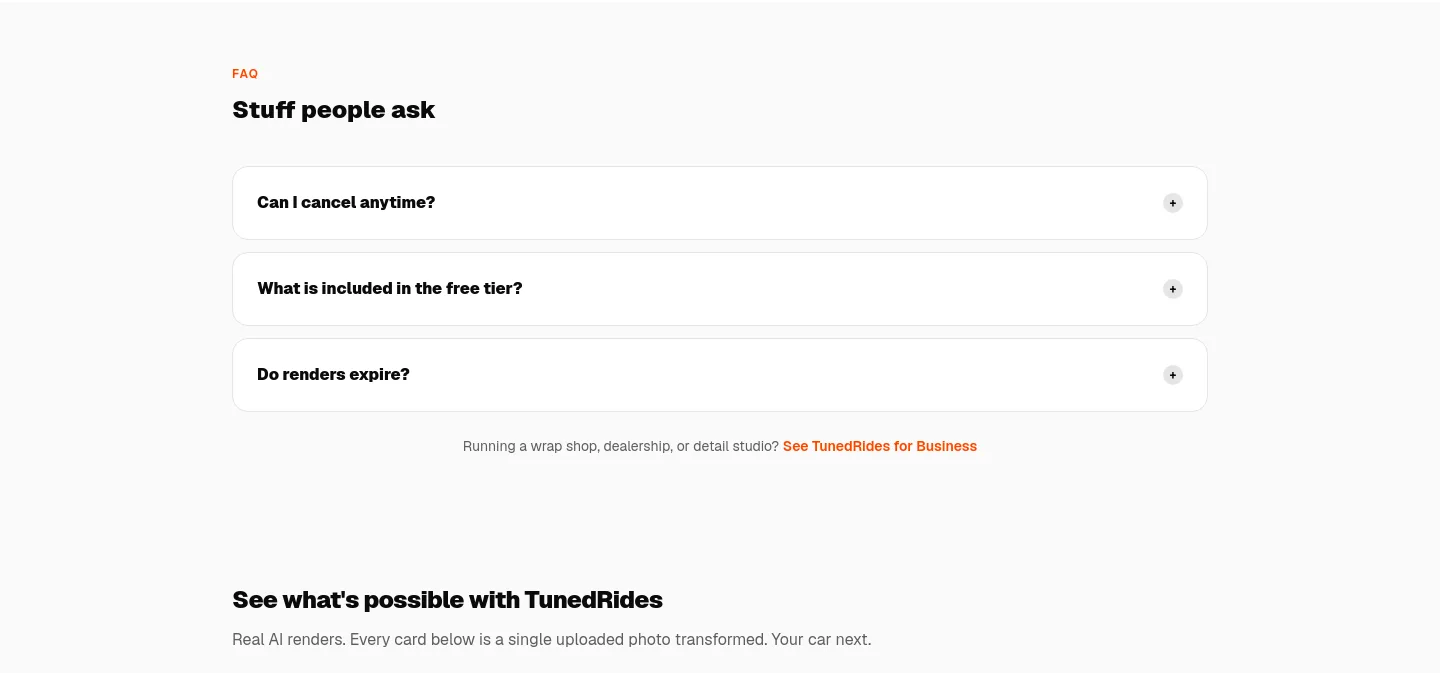 tunedrides.com FAQ section