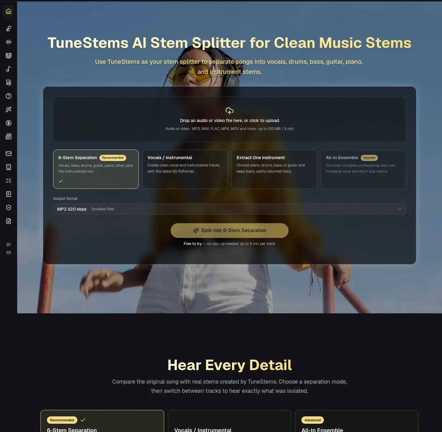 tunestems.com — a real Hero section